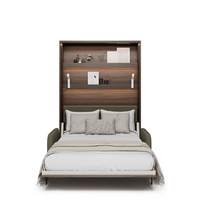 BED CONCEPT BC-36 - półkotapczan elektryczny 140 z zagłówkiem - dąb dunin/zielony LUKKA 38