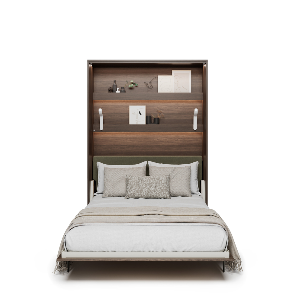 BED CONCEPT BC-36 - półkotapczan elektryczny 140 z zagłówkiem - dąb dunin/zielony LUKKA 38