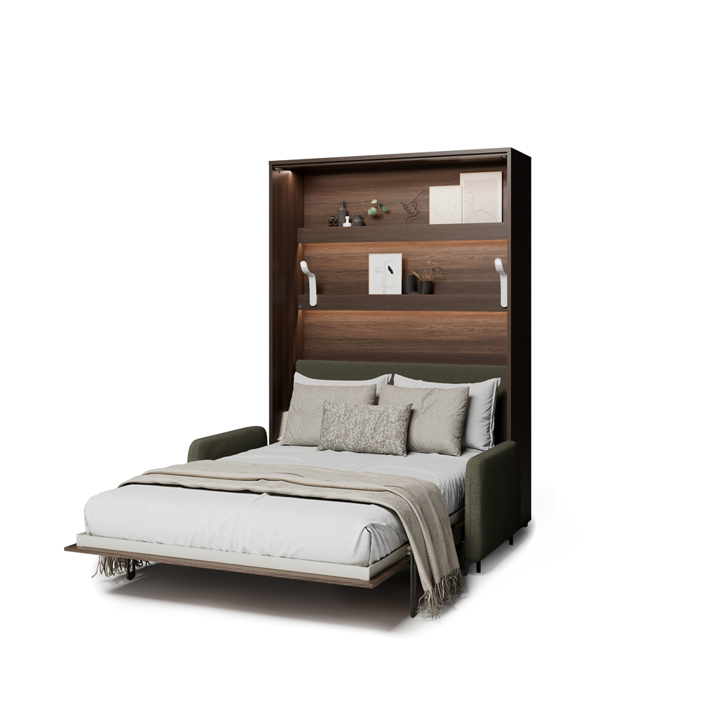 BED CONCEPT BC-36 - półkotapczan elektryczny 140 z zagłówkiem - dąb dunin/zielony LUKKA 38