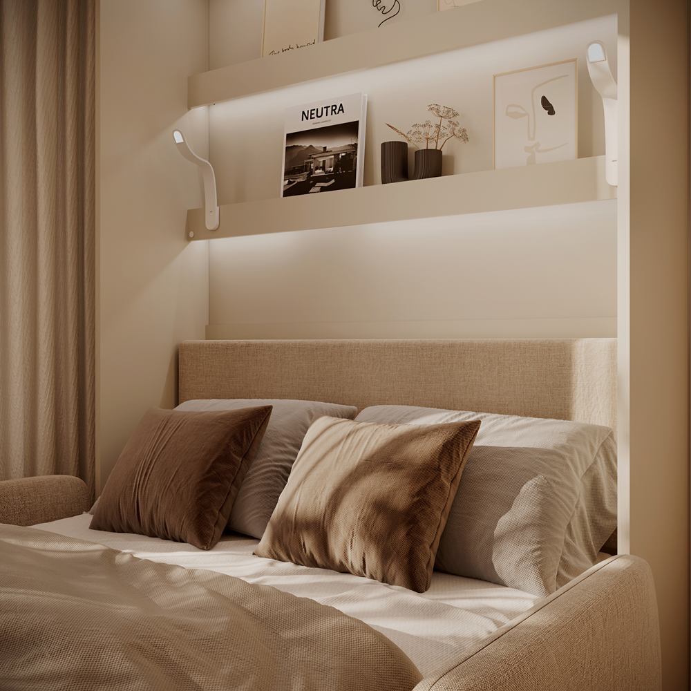 BED CONCEPT BC-36 - półkotapczan elektryczny 140 z zagłówkiem - kaszmir/beżowy ART 82610