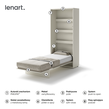 BED CONCEPT BC-02 - półkotapczan pionowy 90 - kaszmir