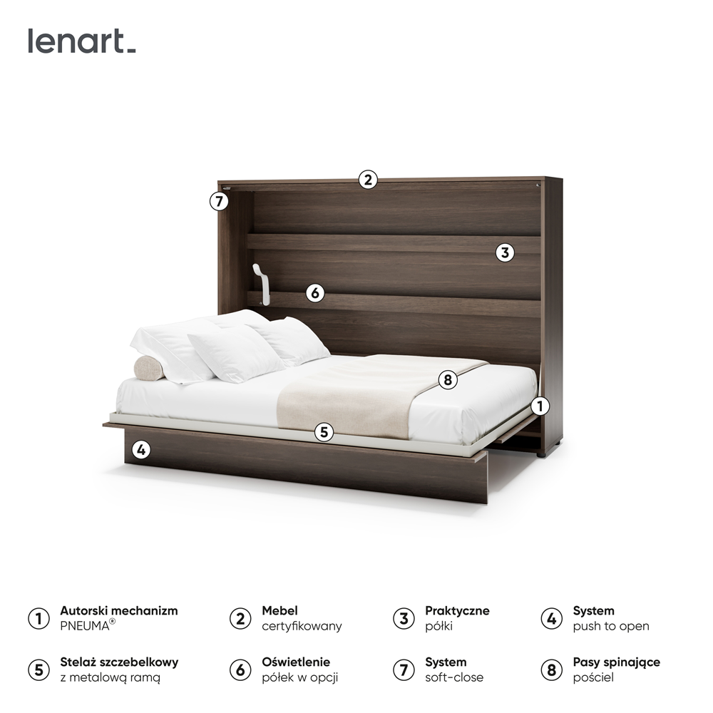 BED CONCEPT BC-04 - półkotapczan poziomy 140 - dąb dunin