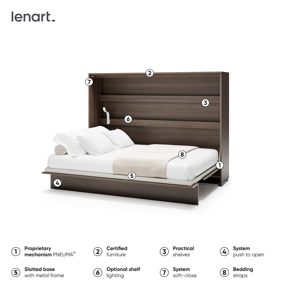 BED CONCEPT BC-04 - półkotapczan poziomy 140 - dąb dunin