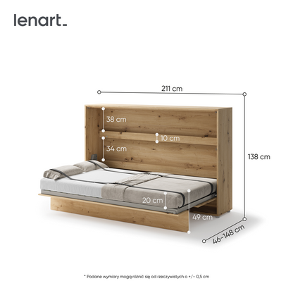 BED CONCEPT BC-05 - półkotapczan poziomy 120 - dąb artisan