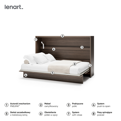 BED CONCEPT BC-05 - półkotapczan poziomy 120 - dąb dunin