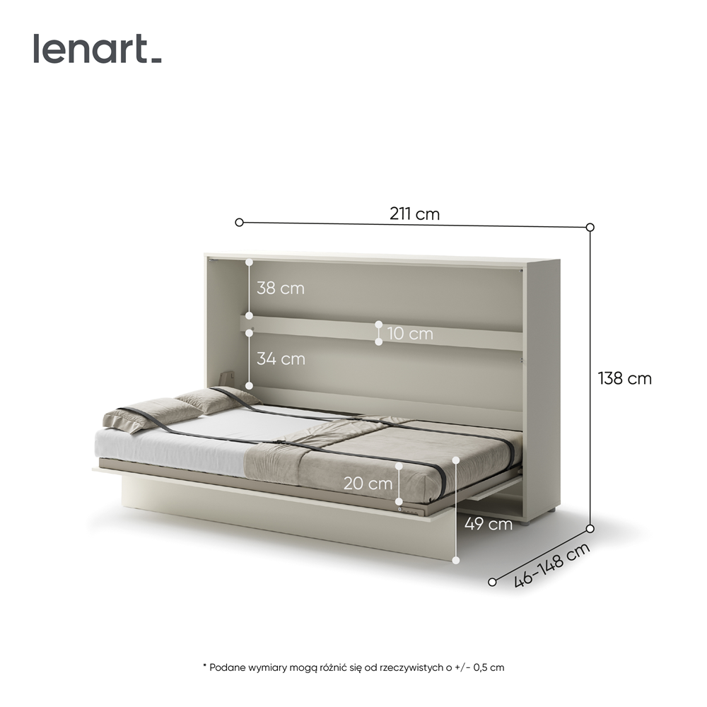 BED CONCEPT BC-05 - półkotapczan poziomy 120 - kaszmir