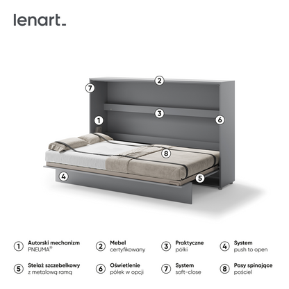 BED CONCEPT BC-05 - półkotapczan poziomy 120 - szary