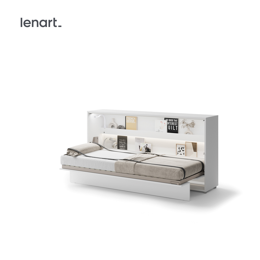 BED CONCEPT BC-06p - półkotapczan poziomy 90 - biały połysk