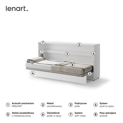 BED CONCEPT BC-06 - półkotapczan poziomy 90 - biały