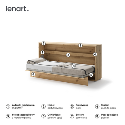 BED CONCEPT BC-06 - półkotapczan poziomy 90 - dąb artisan