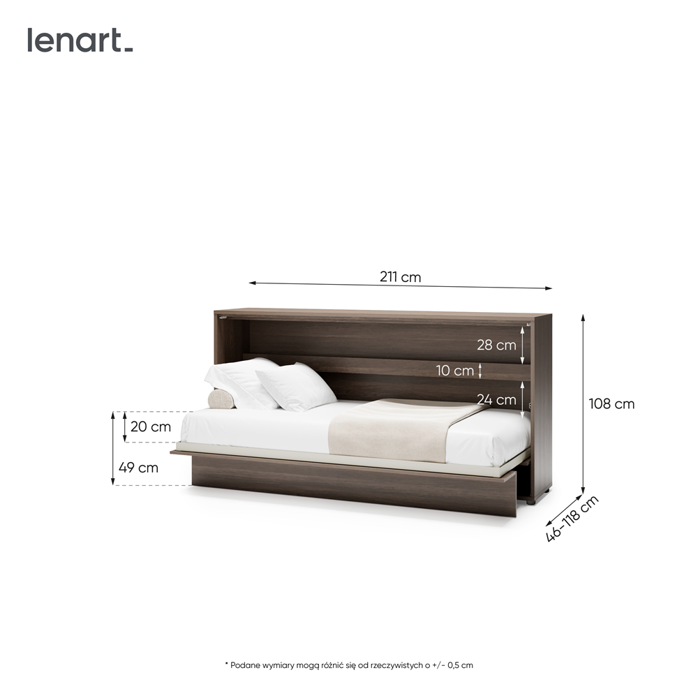 BED CONCEPT BC-06 - półkotapczan poziomy 90 - dąb dunin