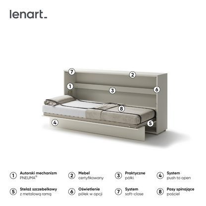 BED CONCEPT BC-06 - półkotapczan poziomy 90 - kaszmir