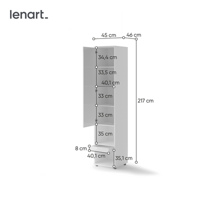 BED CONCEPT BC-07p - szafka 1d1s - biały połysk
