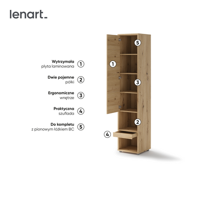 BED CONCEPT BC-07 - szafka 1d1s - dąb artisan