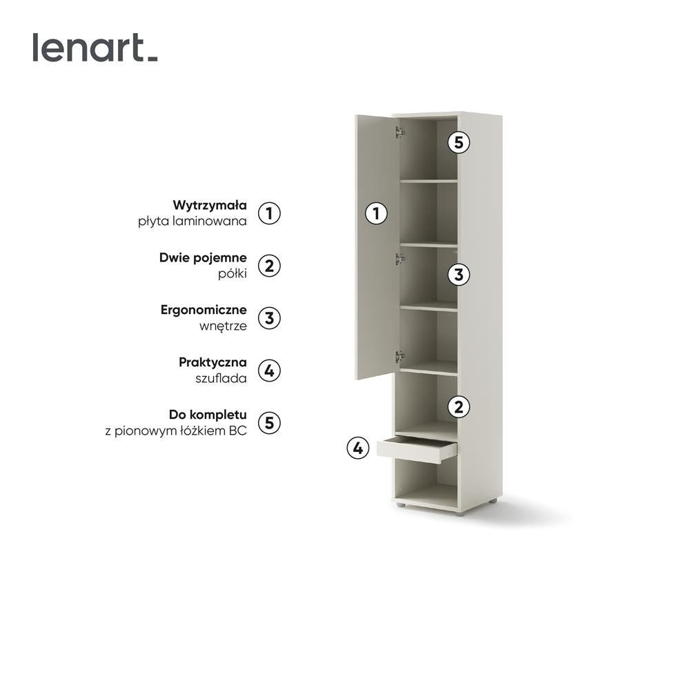 BED CONCEPT BC-07 - szafka 1d1s - kaszmir