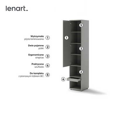 BED CONCEPT BC-07 - szafka 1d1s - szary
