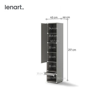 BED CONCEPT BC-07 - szafka 1d1s - szary