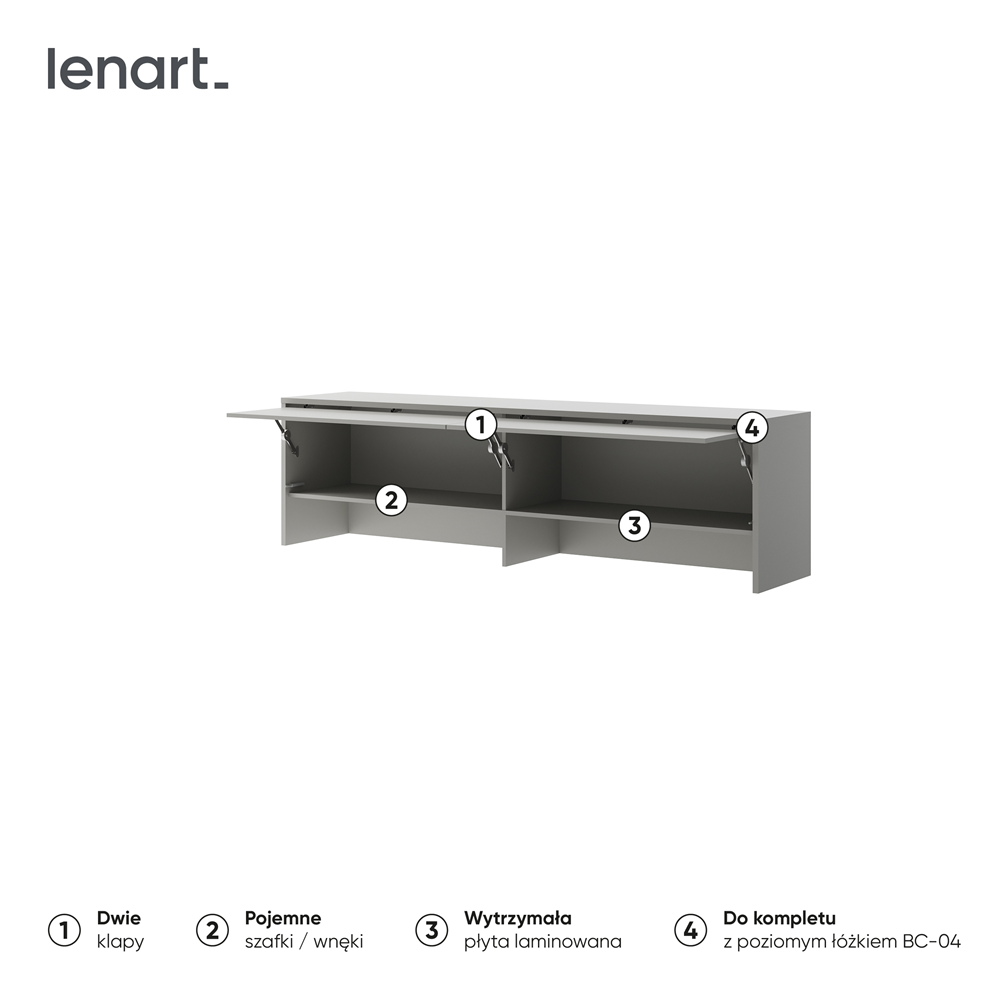 BED CONCEPT BC-09 nadstawka do BC-04 - szary