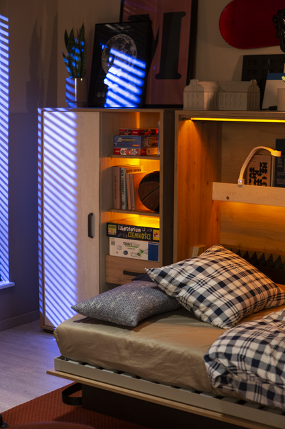 CONCEPT JUNIOR CJ-03 - półkotapczan poziomy 120 - dąb artisan/raw steel/silk flou