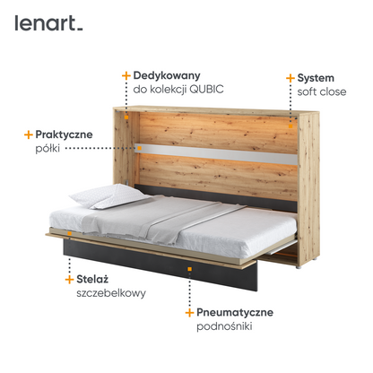 CONCEPT JUNIOR CJ-03 - półkotapczan poziomy 120 - dąb artisan/raw steel/silk flou
