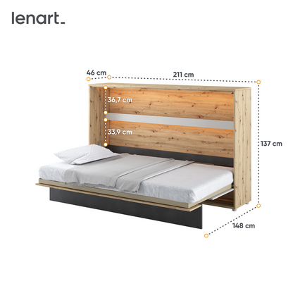 CONCEPT JUNIOR CJ-03 - półkotapczan poziomy 120 - dąb artisan/raw steel/silk flou