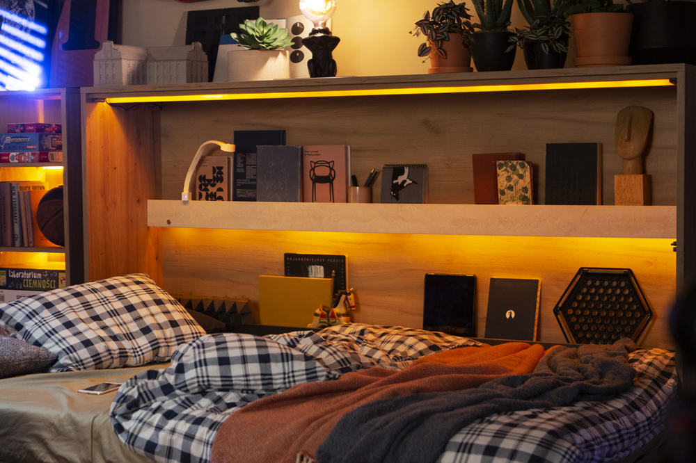 CONCEPT JUNIOR CJ-03 - półkotapczan poziomy 120 - dąb artisan/raw steel/silk flou