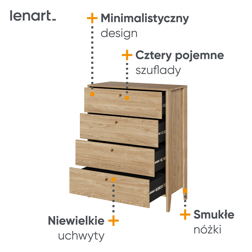 COZY CZ-03 - komoda 4s - dąb olejowany
