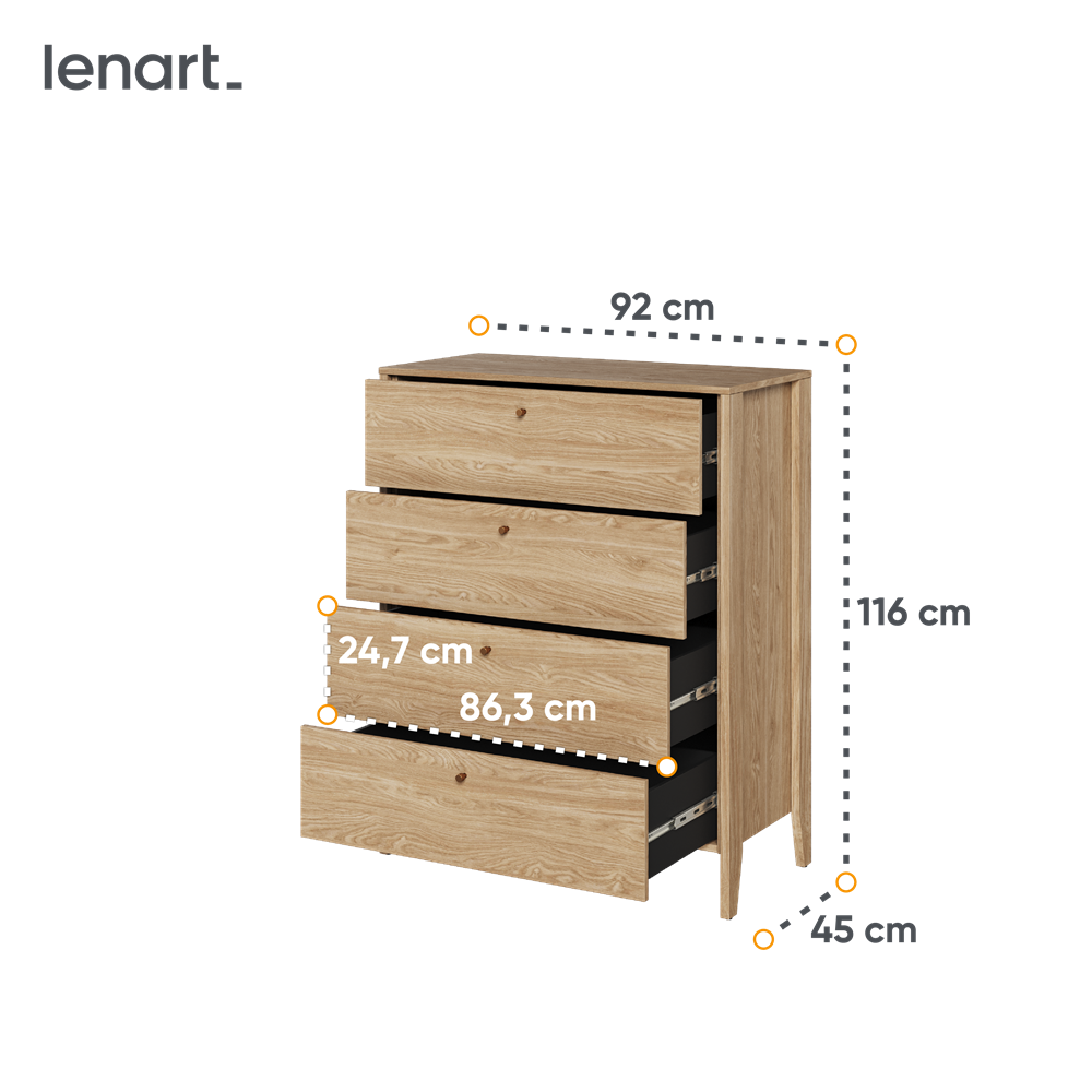 COZY CZ-03 - komoda 4s - dąb olejowany