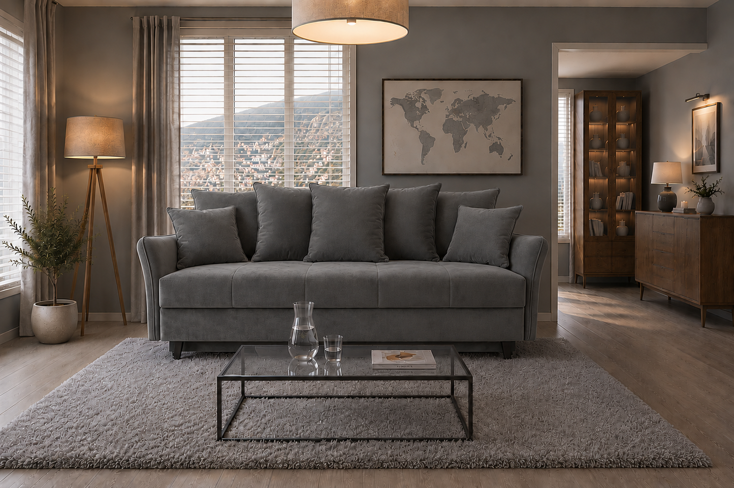Sofa Tiano rozkładana szara