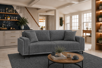 Sofa Arosa – miękka, sztruksowa, szara