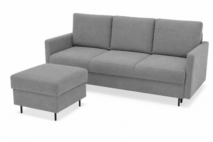 Sofa Manama rozkładana szara metalowe nóżki