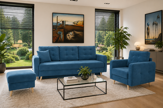 Sofa Nicea turkusowa rozkładana