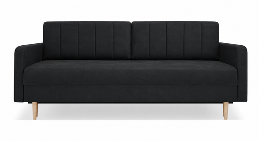 Sofa Spark czarny dzianina nowoczesny nóżki drewniane