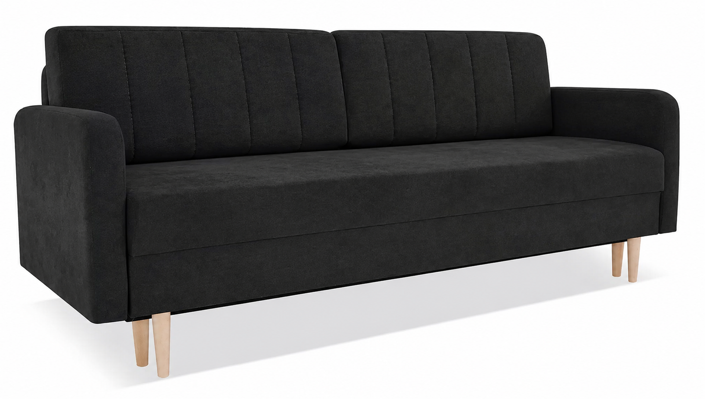 Sofa Spark czarny dzianina nowoczesny nóżki drewniane