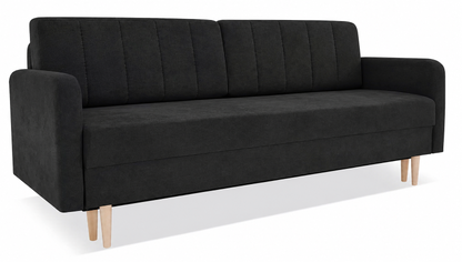 Sofa Spark czarny dzianina nowoczesny nóżki drewniane
