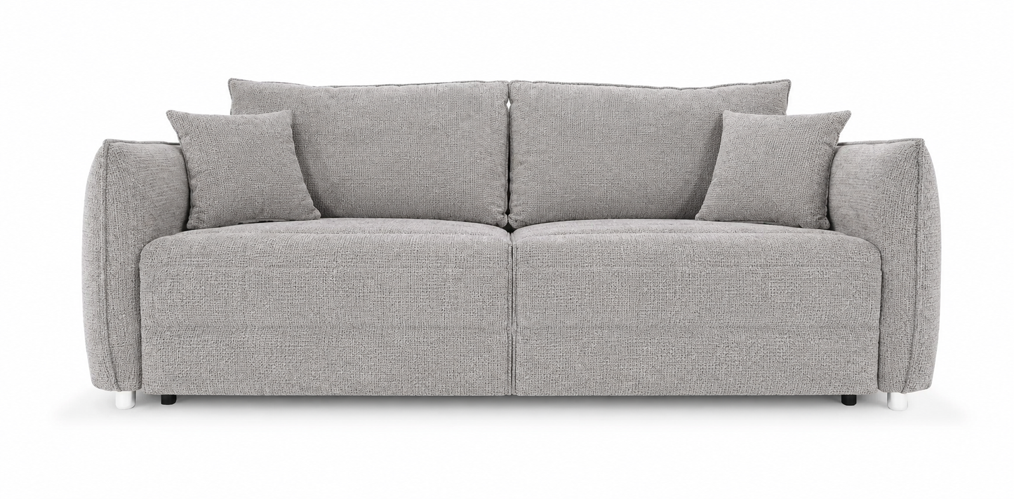 Sofa Rosie rozkładana w kolorze jasno szarym
