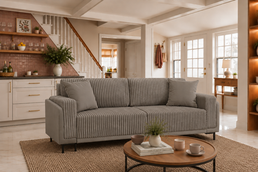 Sofa Arosa – miękka, sztruksowa, beżowa