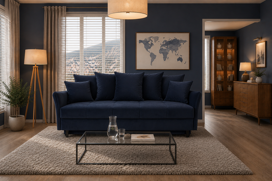 Sofa Tiano rozkładana granat velvet