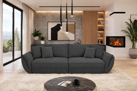 Sofa Fluffy grafitowa sztruksowa Poso