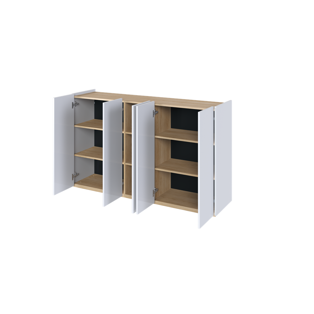 EASY EA-01 - komoda 5d z oświetleniem - biały połysk/dąb scandi