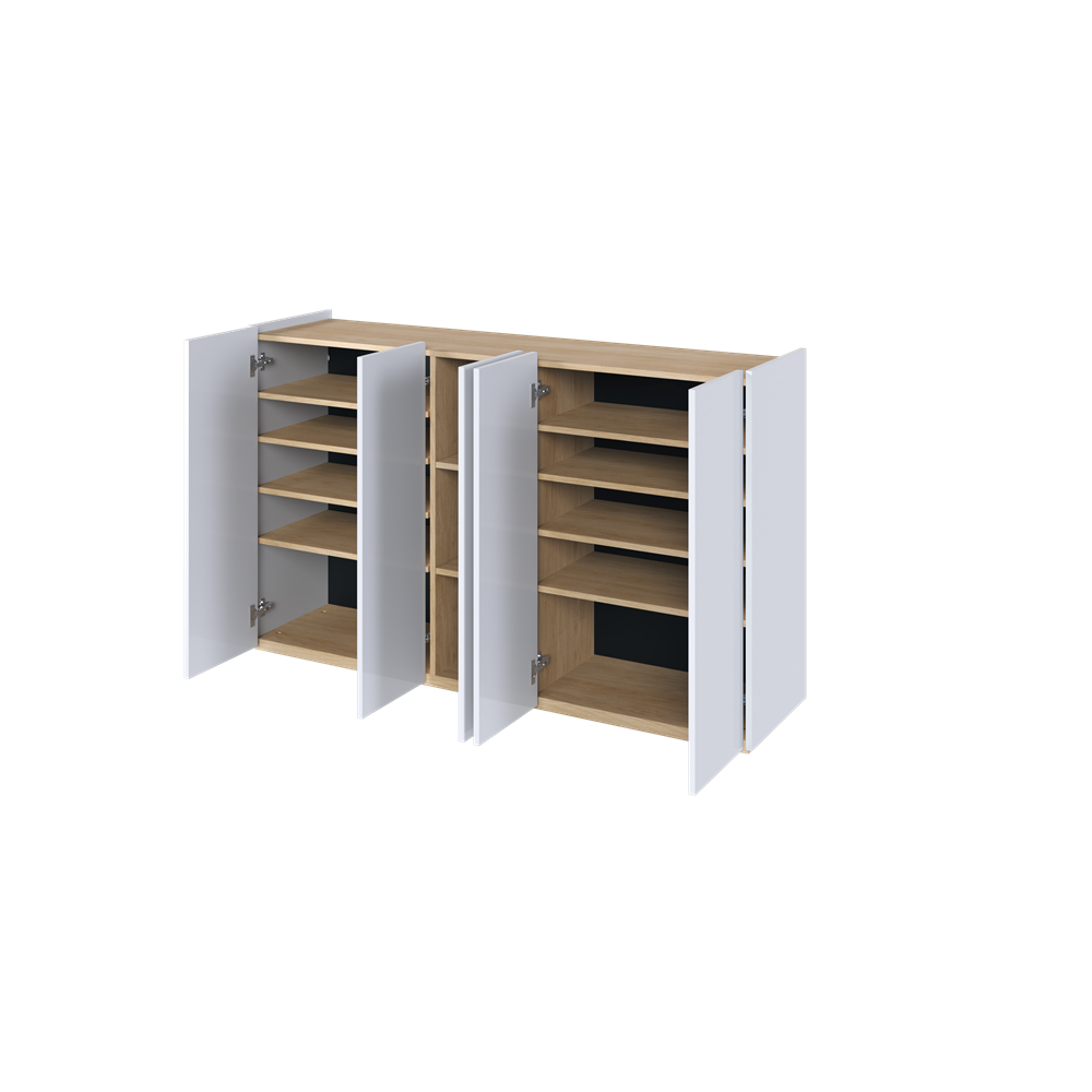 EASY EA-01 - komoda 5d z oświetleniem - biały połysk/dąb scandi