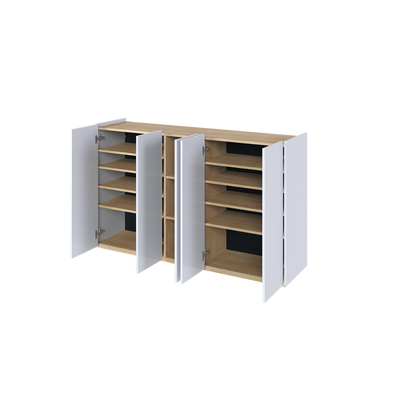 EASY EA-01 - komoda 5d z oświetleniem - biały połysk/dąb scandi