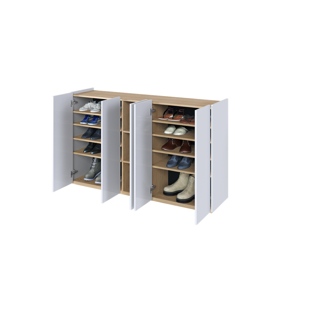 EASY EA-01 - komoda 5d z oświetleniem - biały połysk/dąb scandi