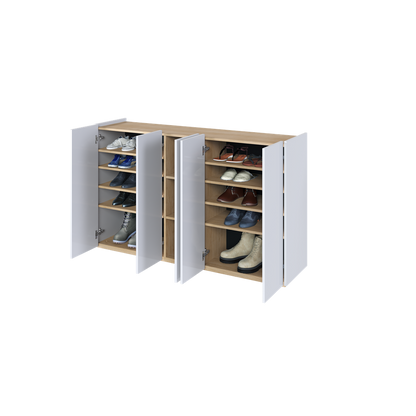 EASY EA-01 - komoda 5d z oświetleniem - biały połysk/dąb scandi