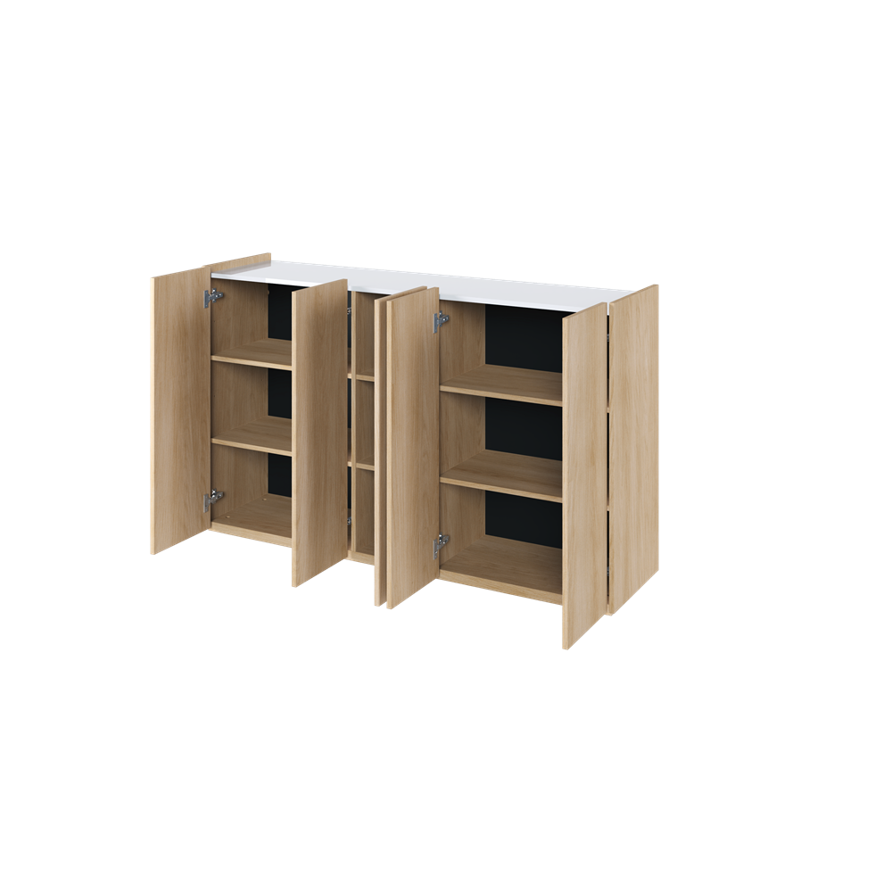 EASY EA-01 - komoda 5d z oświetleniem - dąb scandi/biały połysk