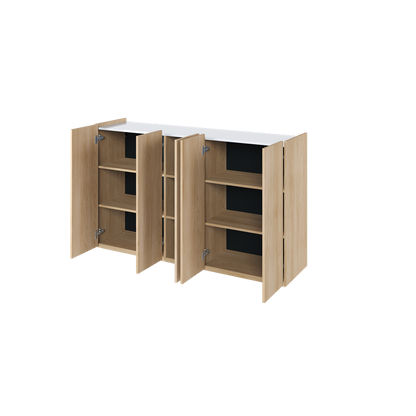 EASY EA-01 - komoda 5d z oświetleniem - dąb scandi/biały połysk