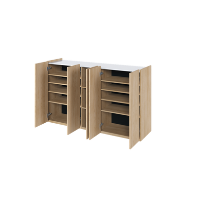 EASY EA-01 - komoda 5d z oświetleniem - dąb scandi/biały połysk