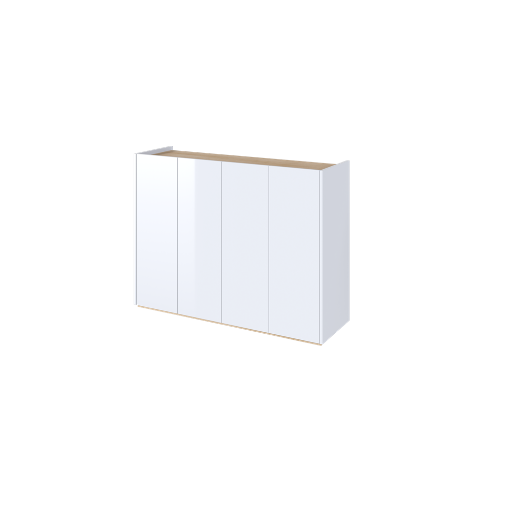 EASY EA-02 - komoda 4d z oświetleniem - biały połysk/dąb scandi