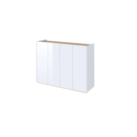 EASY EA-02 - komoda 4d z oświetleniem - biały połysk/dąb scandi