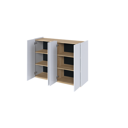 EASY EA-02 - komoda 4d z oświetleniem - biały połysk/dąb scandi